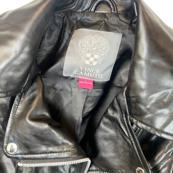 Vince Camuto Women’s Faux Leather Moto Jacket, Black, Size L - Picture 4 of 4